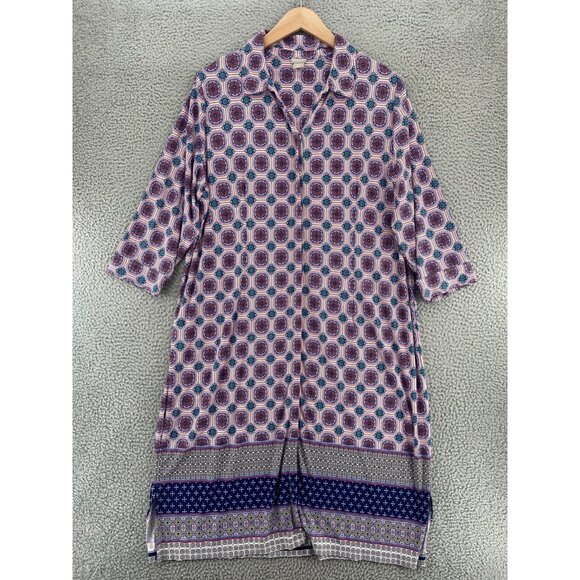 Chicos Dress Womens 4 US 20 Plus Pink Multi Medallion Print Shirt Knee Stretch - Picture 1 of 10